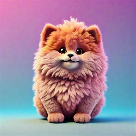 Premium Photo A Cute 3d Fluffy Cartoon Character Isolated On Color