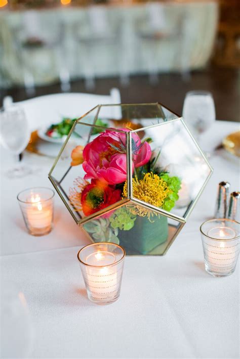 Bright Geometric Terrarium Centerpiece