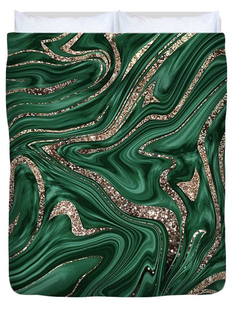 Emerald Green Black Gold Glitter Marble 1 Decor Art Duvet Cover For