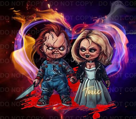 Chucky And Bride Toxic Horror Digital Download Skinny Tumbler Etsy