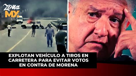 MORENA bloquea carretera con vehículo en llamas durante elecciones