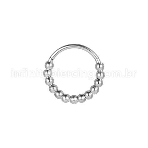 Piercing Argola Aço Cirúrgico Segmento Articulado Bolinhas Infinity