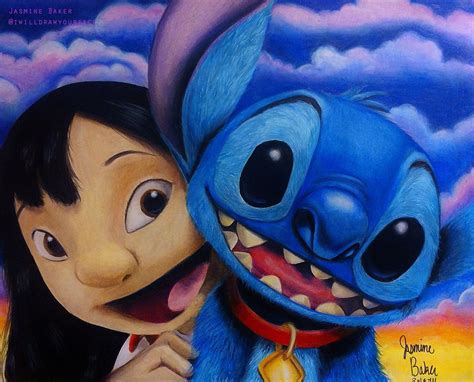 Lilo And Stitch Done In Colored Pencil And Acrylic Paint From 2014