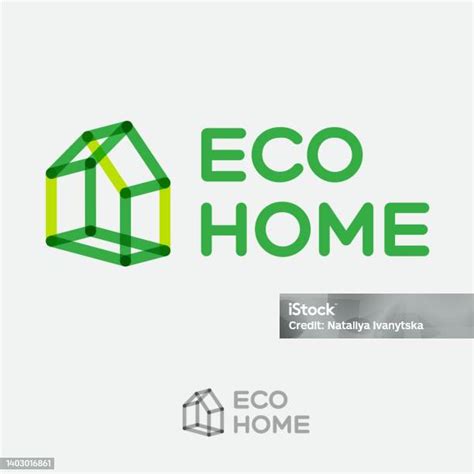 Sistem Rumah Pintar Ikon Eco Home Lambang Real Estat Dekorasi Rumah