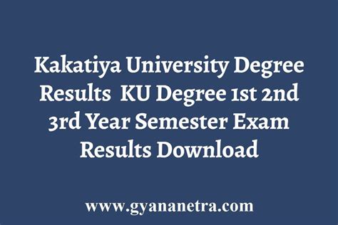 Kakatiya University Degree Results 2024 KU Degree Semester Exam Results