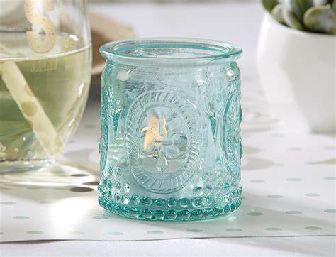 Kate Aspen Blue Glass Tealight Votive Candle Set Of Vintage Tea