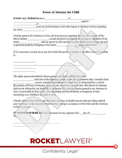 power  attorney  child template faqs rocket lawyer