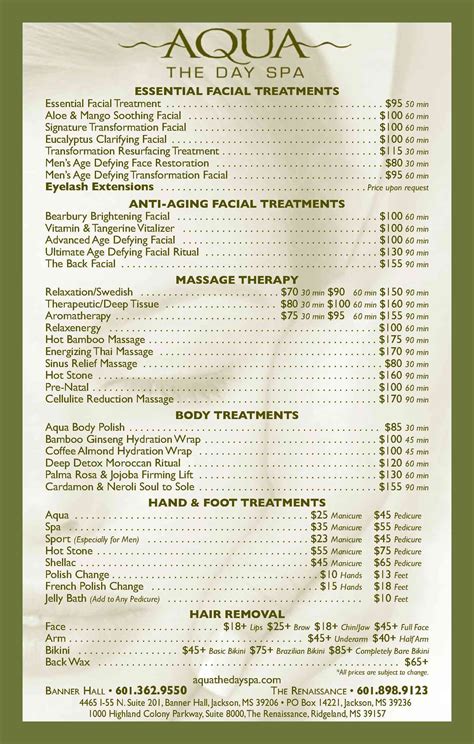 Spa Menu How Do Clients Know The Difference Between Each Type Of