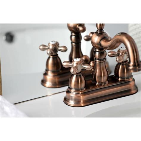 Kingston Brass Heritage Antique Copper 4 In Centerset 2 Handle Bathroom