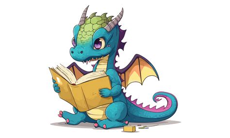 Dragon Reading A Book Vector Graphic By Breakingdots · Creative Fabrica