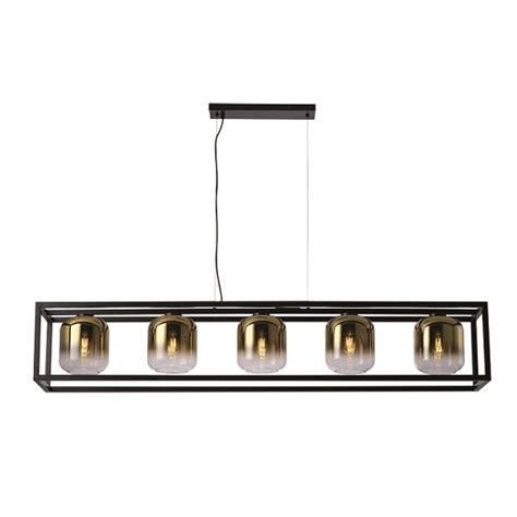 Moderne Industriële Stoere Hanglamp 5 Lichts Goud Dentro