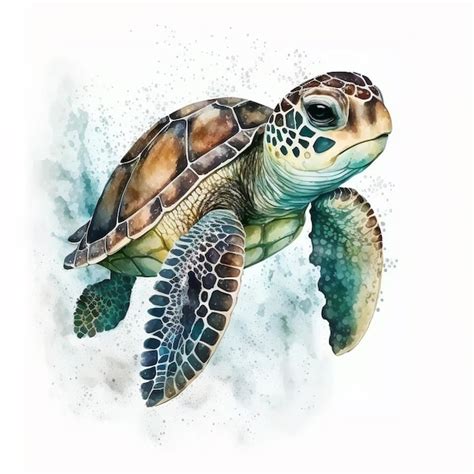 Premium AI Image | A watercolor painting of a sea turtle.