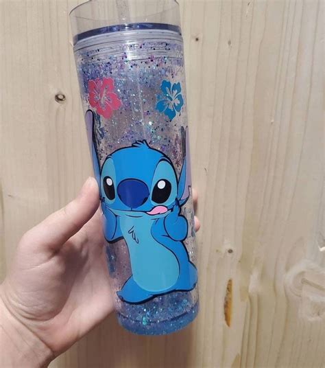 Stitch Inspired Snowglobe Tumbler Snow Globe Stitch Cup Glitter