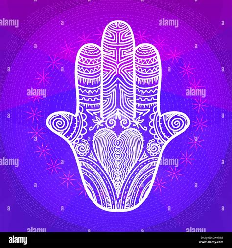 Hamsa With Abstract Ornaments Hand Of Fatima Vector Illustration