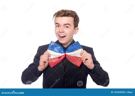 Funny Man With Giant Bow Tie Stock Photo Image Of Joyful Bowtie