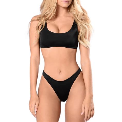 JABERNI Tank Bikini High Waist Swimsuit Sexy Padded Bikini Set Women