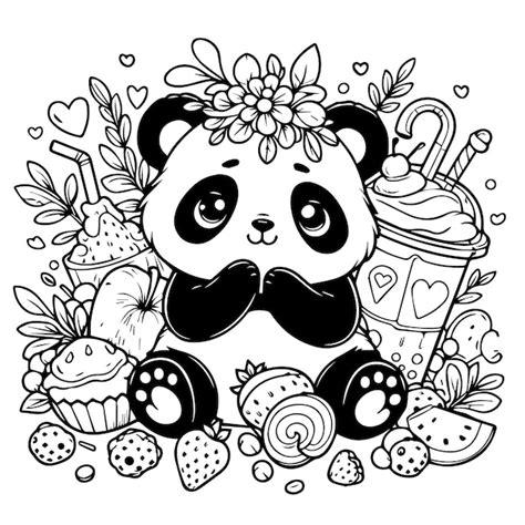 Dibujo Libre Del Contorno Vectorial De Panda Vector Premium