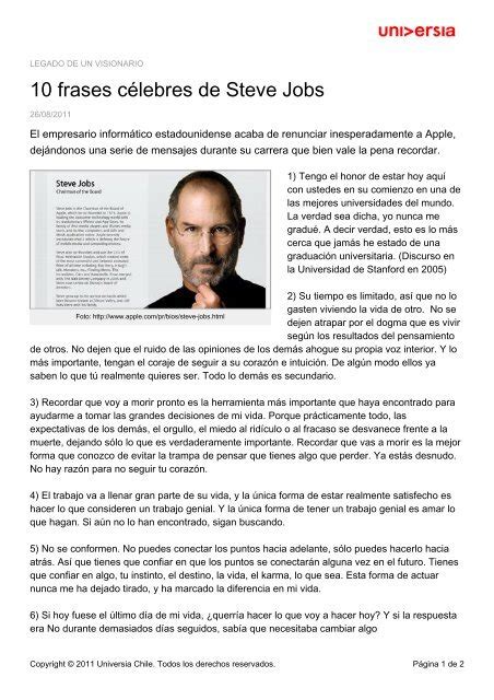 Frases C Lebres De Steve Jobs Noticias Universia