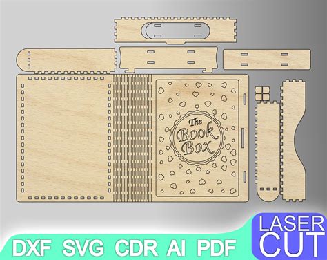 Laser Cut Book Box Laser Cut Files Svg Dxf Cdr Vector Plans Etsy Uk