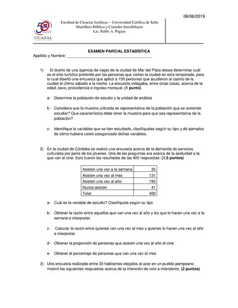 Parcial Estadística Turno 06 06 Facultad de Ciencias Jurídicas