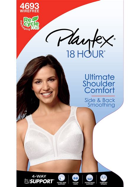 Playtex 18 Hour Ultimate Shoulder Comfort Wireless Bra Black 42d Women