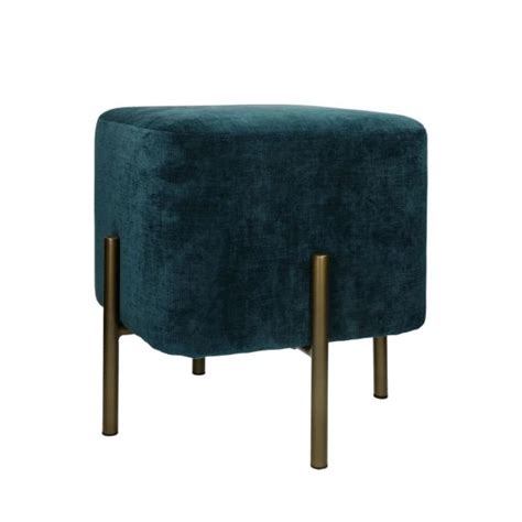 Pouf carré en velours bleu pétrole Pomax Mr Scandinave