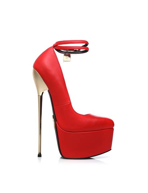 Red Essence Giaro Slick Platform Pumps With Locking Ankle Strap Giaro