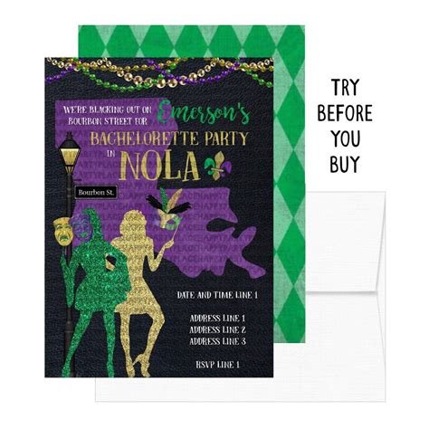 New Orleans Invitations NOLA Birthday Invitation Mardi Gras Invites