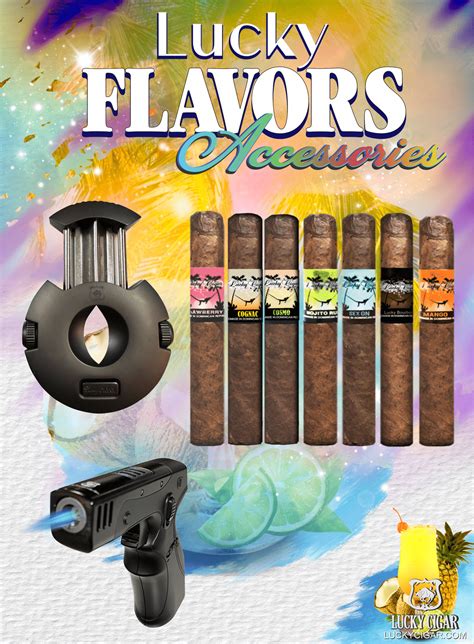 Flavored Cigars Lucky Flavors 7 Cigar Set With Gun Torch And Cutter Lucky Cigar