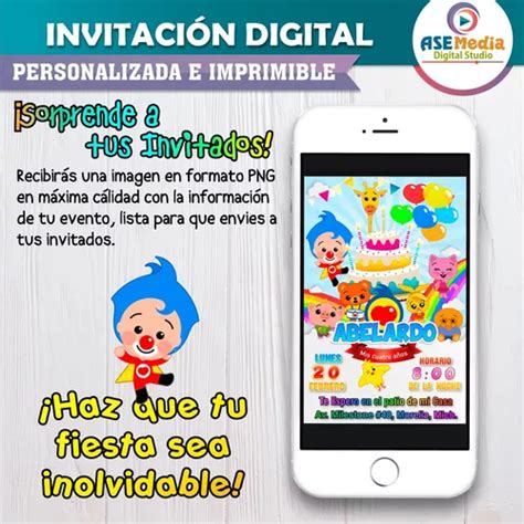 Invitación Digital El Payaso Plim Plim Imprimible Whatsapp 58 en