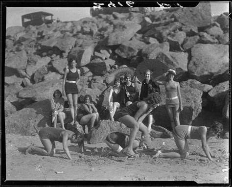 Young Women On Beach Playing Leapfrog Pacific Palisades 1928 — Calisphere