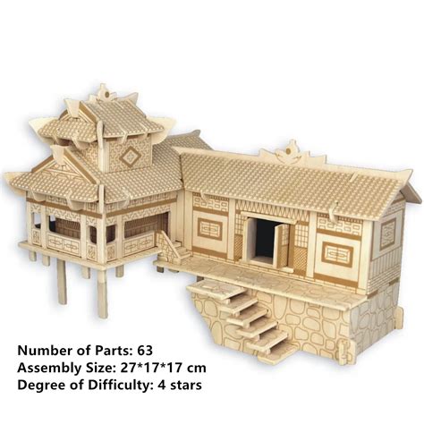 New Assembly Diy Education Toy 3d Wooden Model Puzzles China House On