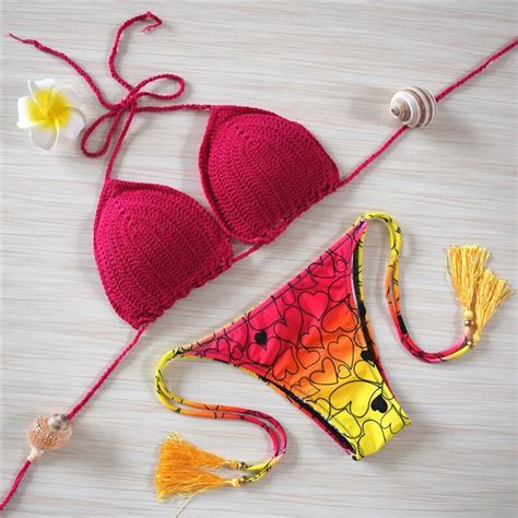 Bikinis Crochet Swimwear Bathing Suit Sexy Push Up Bikini Handmade