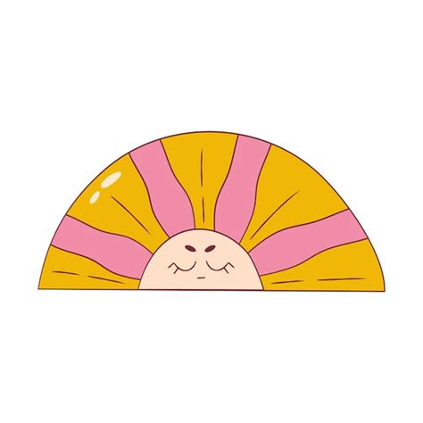 Premium Vector Psychedelic Groovy Sun With Face Isolated Cute Cartoon