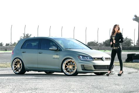 Vw Girl Vw Gti Mk7 Custom Wrapped In 3m Rotiform Wheels Nitto Invo Tires Bc Lowering Springs