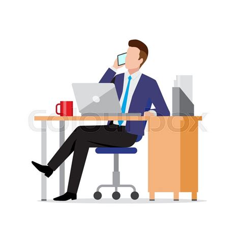 Busy Businessman Using Phone And Stock Vector Colourbox