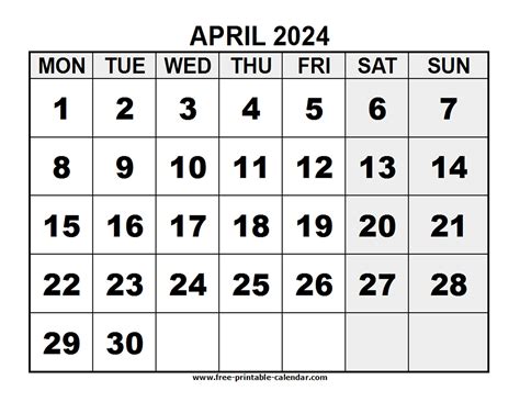 2024 April - Free-printable-calendar.com
