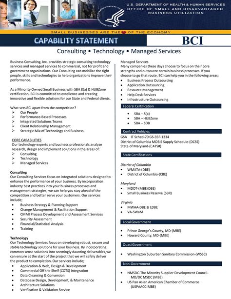 Effective Capability Statement Templates Examples Templatelab