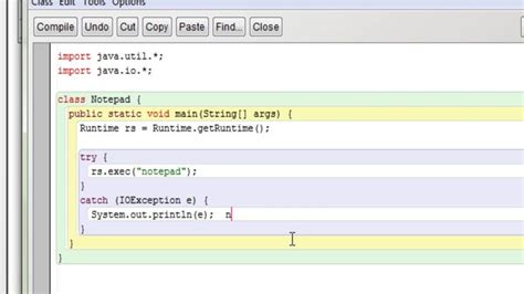 How To Open Notepad Using Java Codes Java Tutorial Coding Youtube