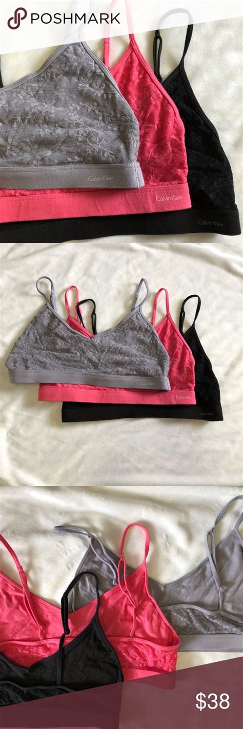 Bundle Of 3 Calvin Klein Lace Unlined Bralette Unlined Bralette