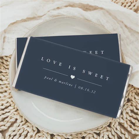 Navy Blue Love Is Sweet Classic Elegant Wedding Hershey Bar Favors