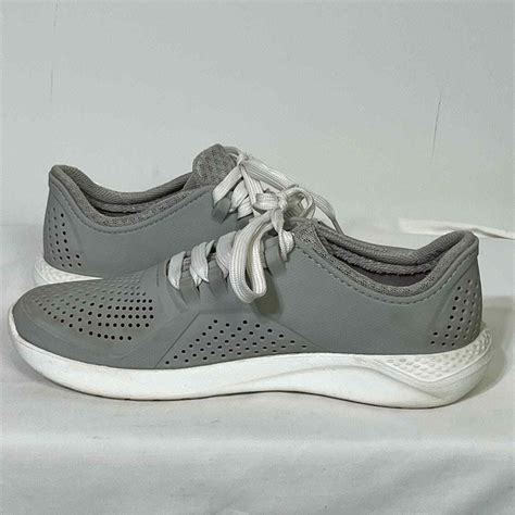 Crocs Womens Literide Pacer Gray Lace Up Sneaker Com Gem