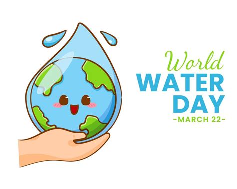 Cute Earth Cartoon Character World Water Day Concept Design Flat