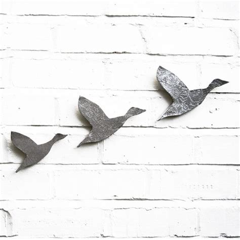 Ceramic Wall Art Flock Flying Ducks Set Of Three Bright