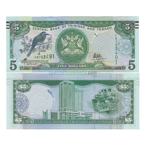 Trinidad And Tobago 5 Dollar Banknote 2006 P 47c Unc Special Minds Store