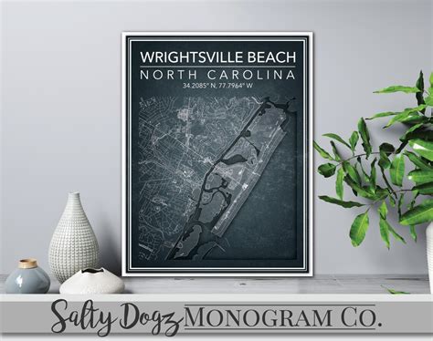 Wall Art Map Print Wrightsville NC | Etsy