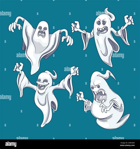 Hand Drawn Halloween Ghost Collection Vector Design Illustration Stock Vector Image And Art Alamy