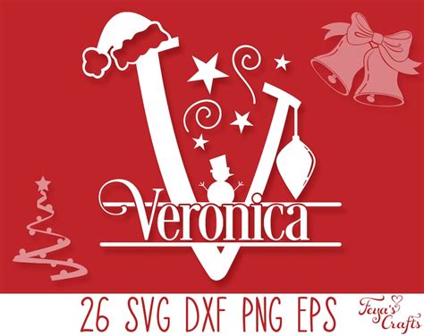 Christmas Monogram Svg Png Christmas Split Alphabet Svg Etsy