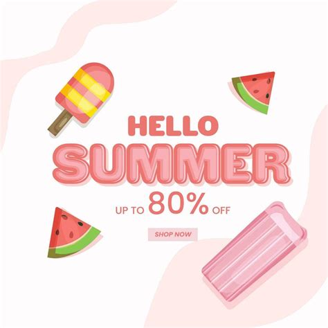 Hello Summer Sale Poster Design With Discount Offer Watermelon Slices