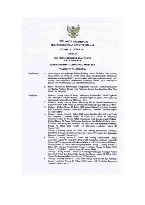 PDF Peraturan Daerah Kota Palembang Nomor 1 Tahun 2011 Tentang